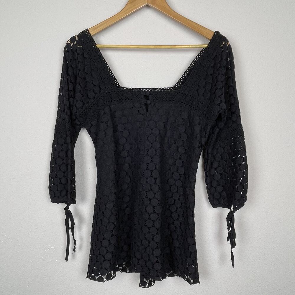 Solitaire‎ Black Lace Top Size S Whimsigoth Y2K Witchy Square Neck